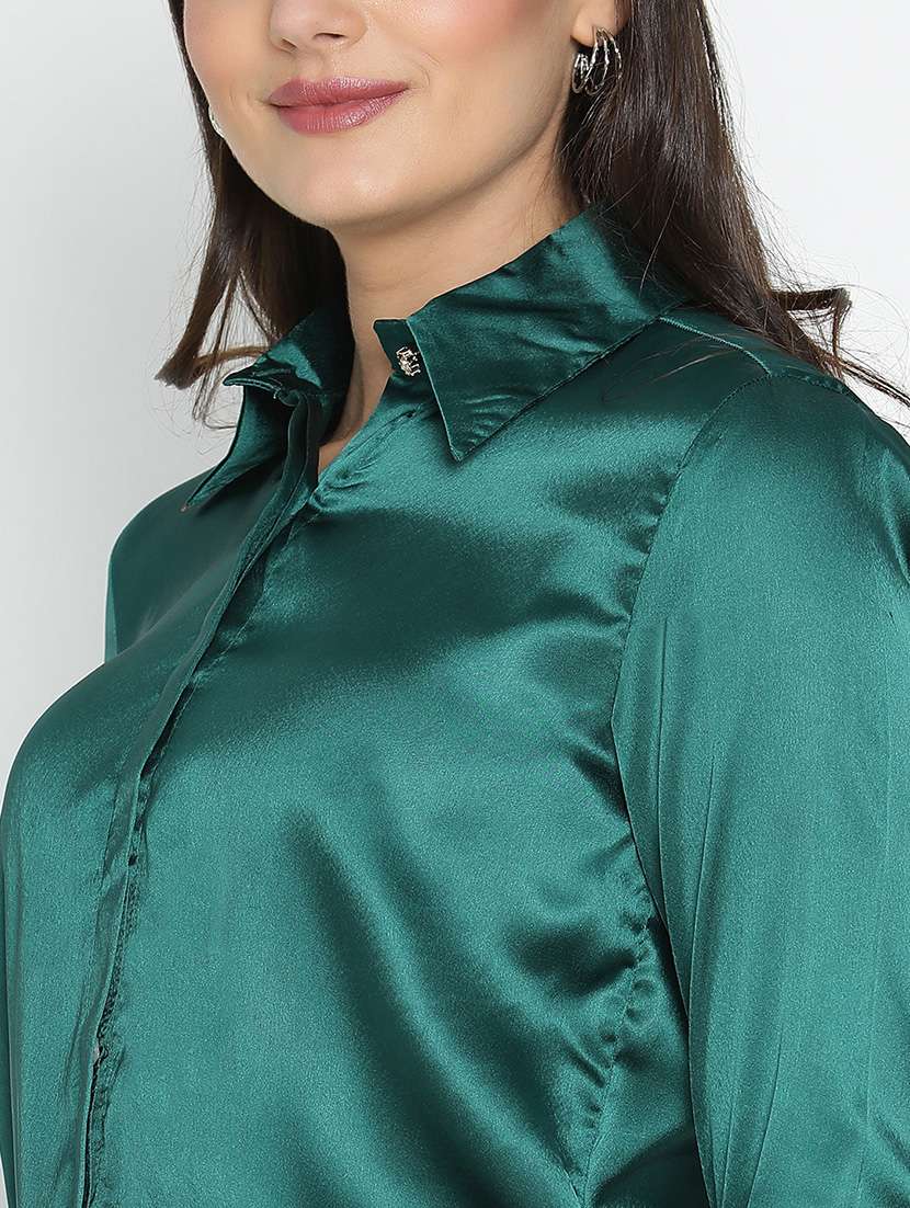 women green polyester regular shirt - 21399501 - Standard Image - 5