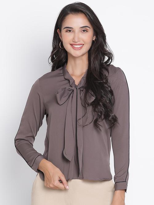 women grey polyester regular top - 21399504 -  Standard Image - 0
