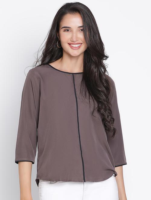 women grey polyester regular top - 21399506 -  Standard Image - 0