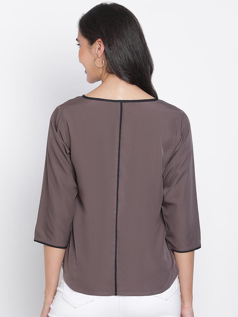 women grey polyester regular top - 21399506 - Standard Image - 3