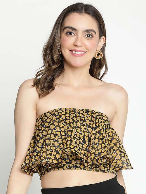 black floral printed crop top - 21399508 -  Standard Image - 0