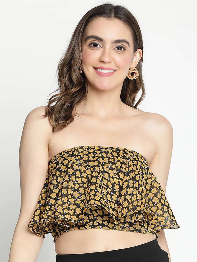 black floral printed crop top - 21399508 -  Zoom Image - 0