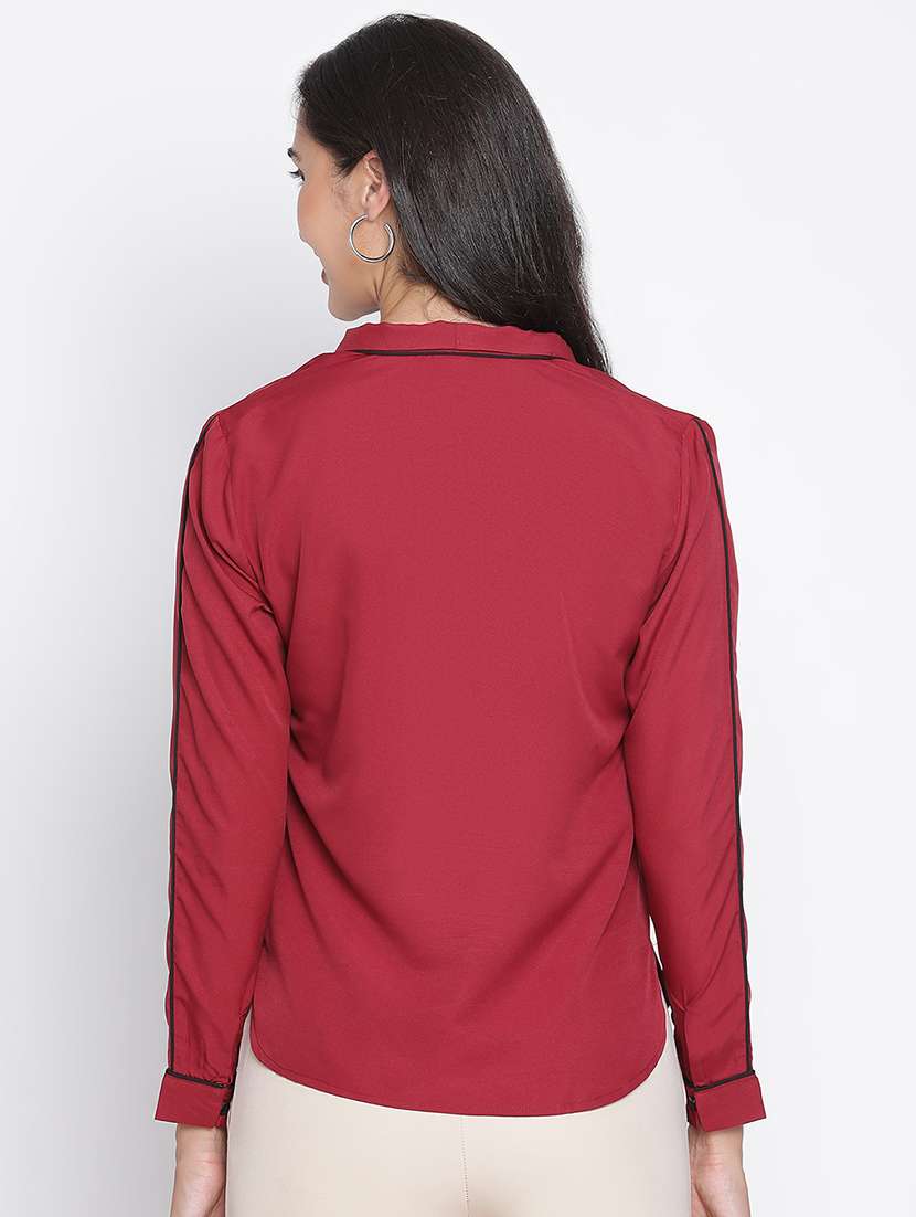 women maroon polyester regular top - 21399510 - Standard Image - 3