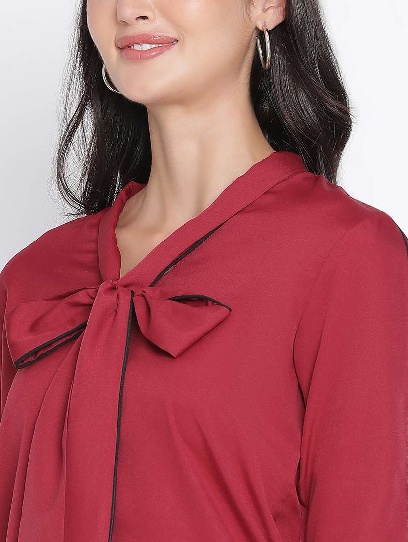 women maroon polyester regular top - 21399510 - Standard Image - 5