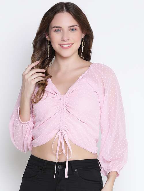 pink self-designed crop top - 21399513 - Standard Image - 0