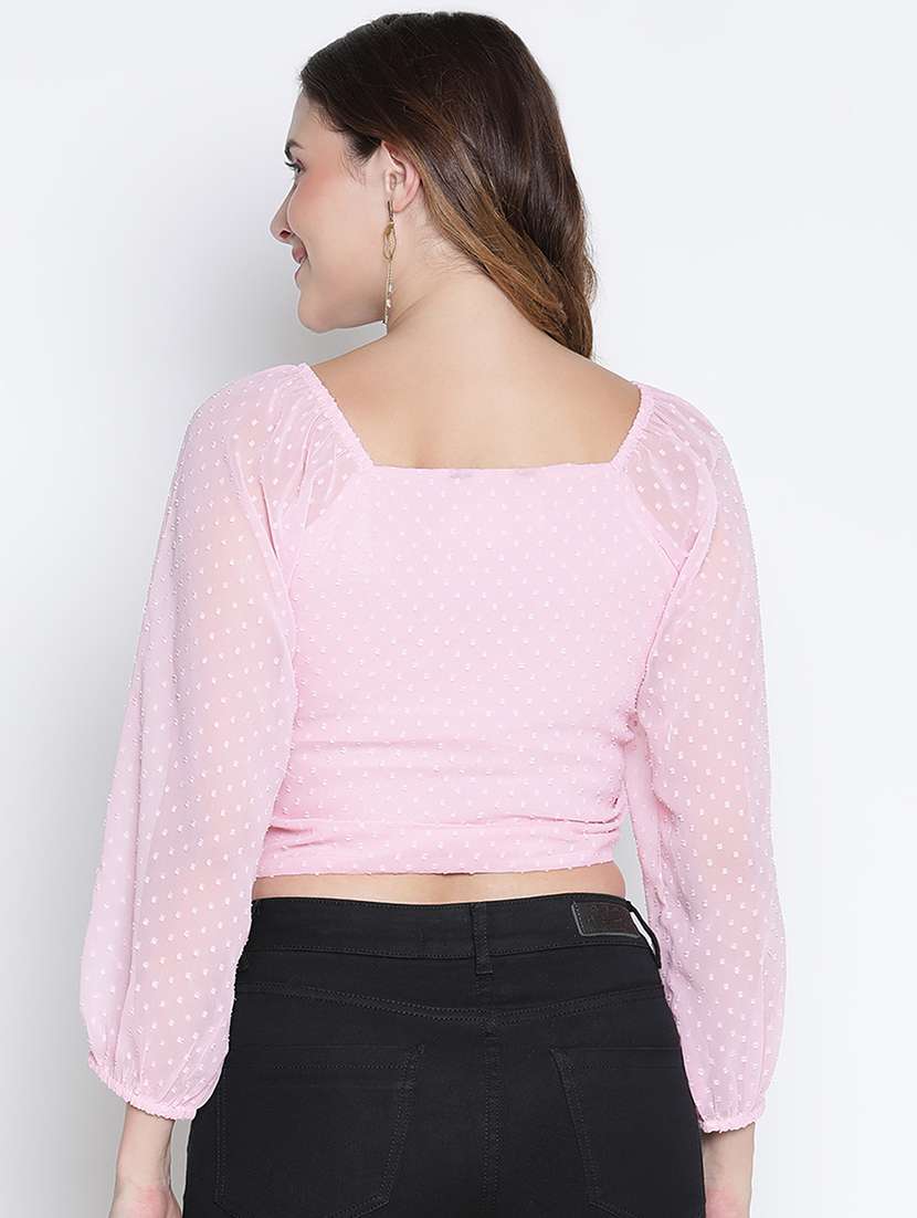 pink self-designed crop top - 21399513 - Standard Image - 3