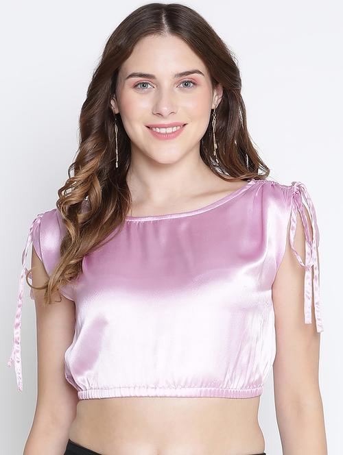 pink solid crop top - 21399514 -  Standard Image - 0