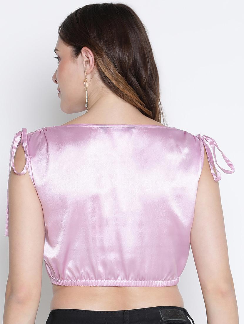 pink solid crop top - 21399514 - Standard Image - 3