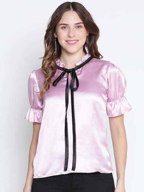 women pink polyester regular top - 21399515 -  Standard Image - 0