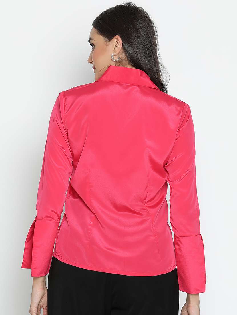 women pink polyester regular shirt - 21399521 - Standard Image - 3
