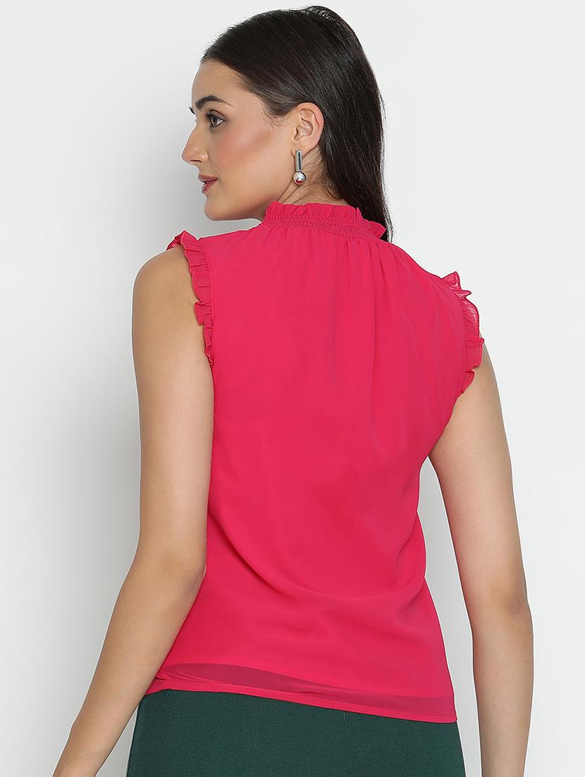 women pink polyester regular top - 21399523 - Standard Image - 3