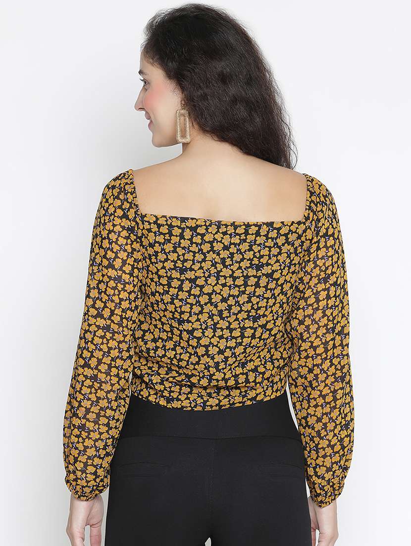 black floral printed crop top - 21399526 - Standard Image - 3