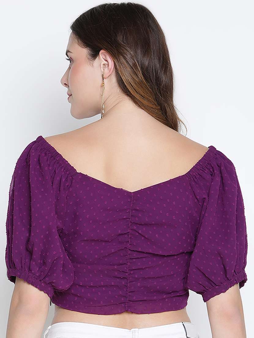 women purple polyester crop top - 21399531 -  Standard Image - 3