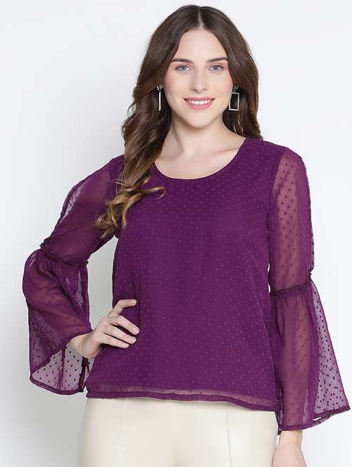 purple self-designed regular top - 21399532 - Standard Image - 0
