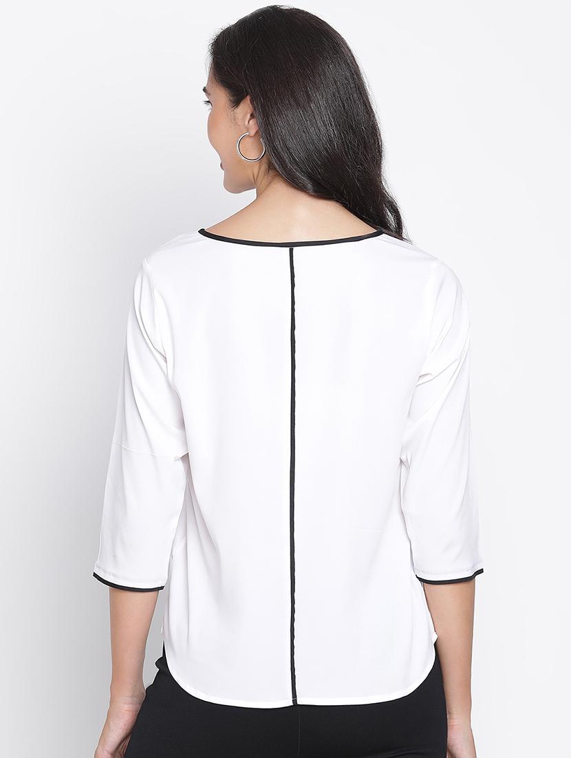 white solid regular top - 21399543 - Standard Image - 3