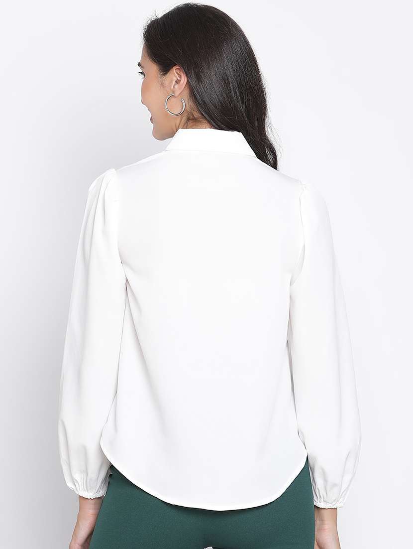 white solid shirt top - 21399544 - Standard Image - 3
