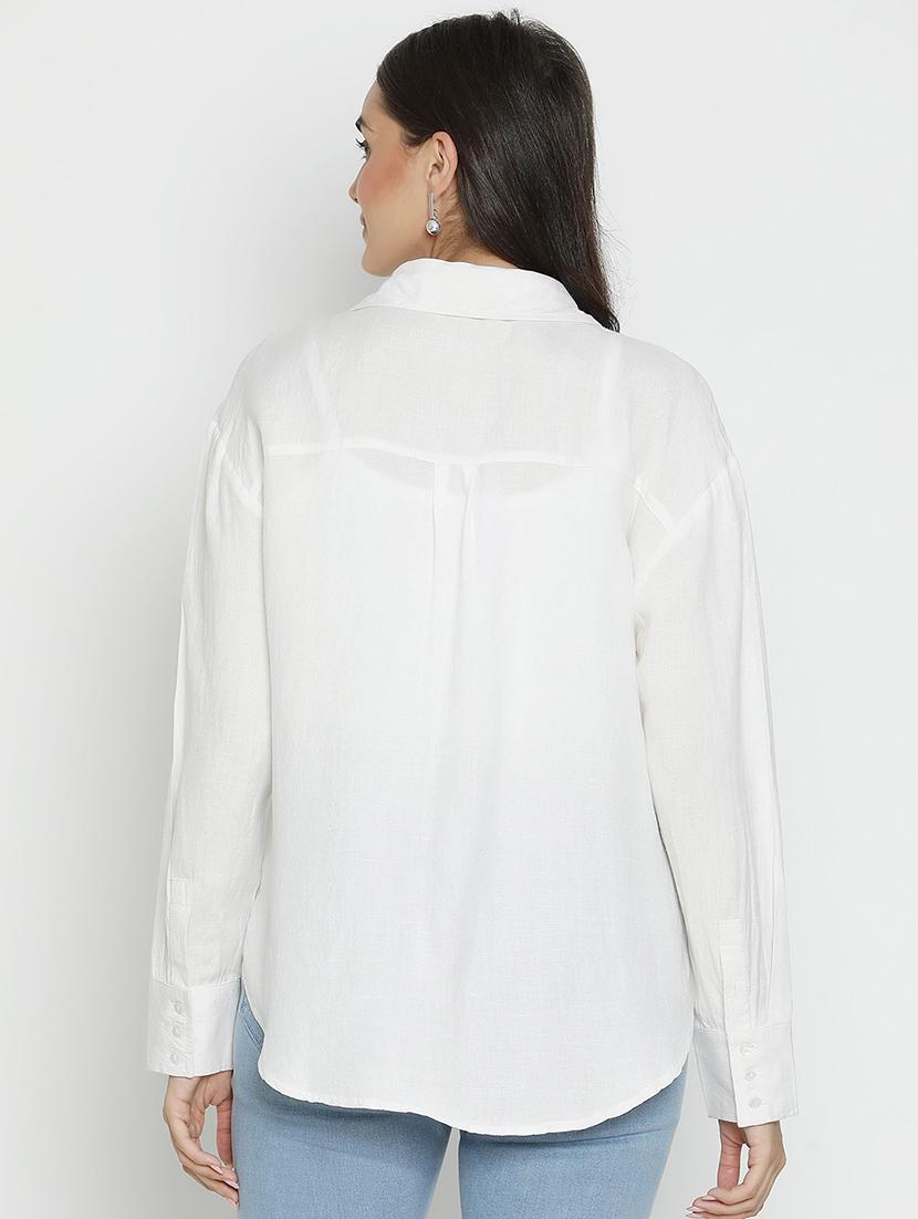 women white polyester boxy shirt - 21399547 - Standard Image - 3