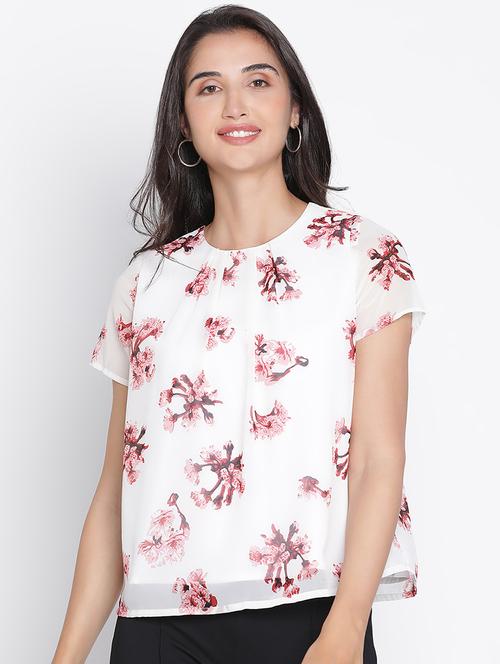 white floral printed regular top - 21399548 -  Standard Image - 0