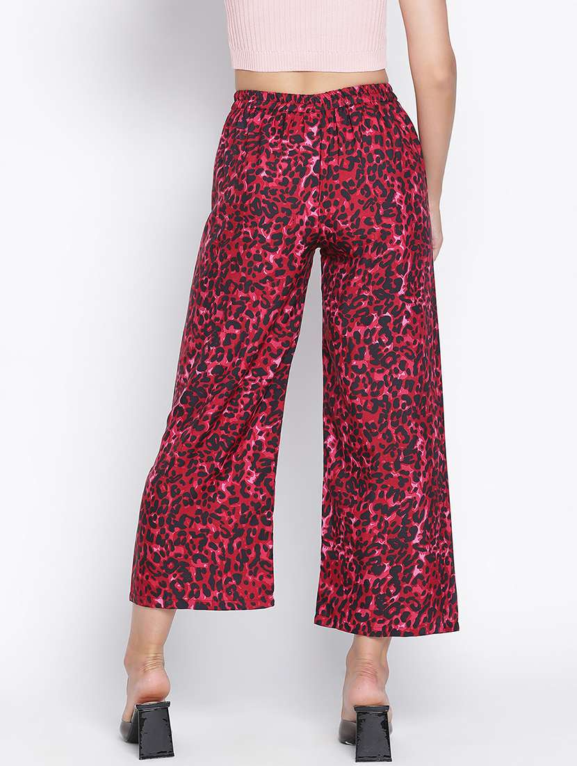women red polyester wide leg trouser - 21399550 -  Standard Image - 3