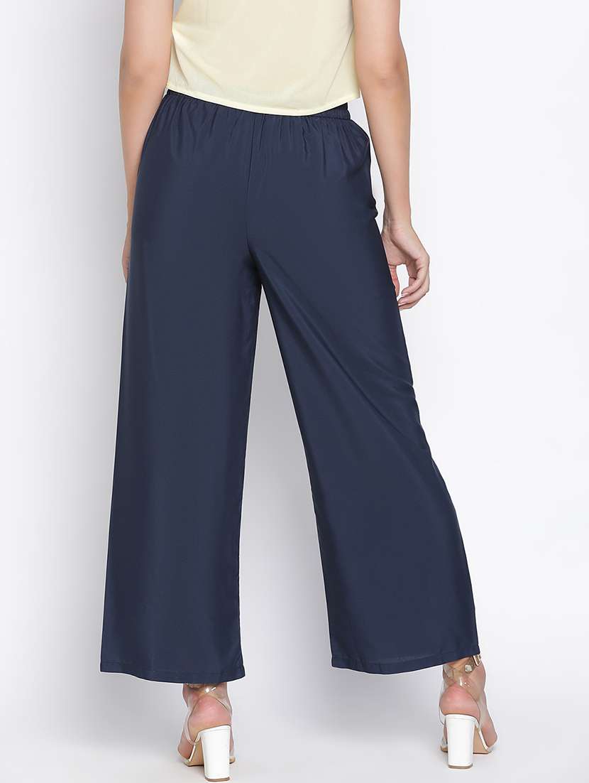 women mid-rise solid wide leg trouser - 21399552 -  Standard Image - 3