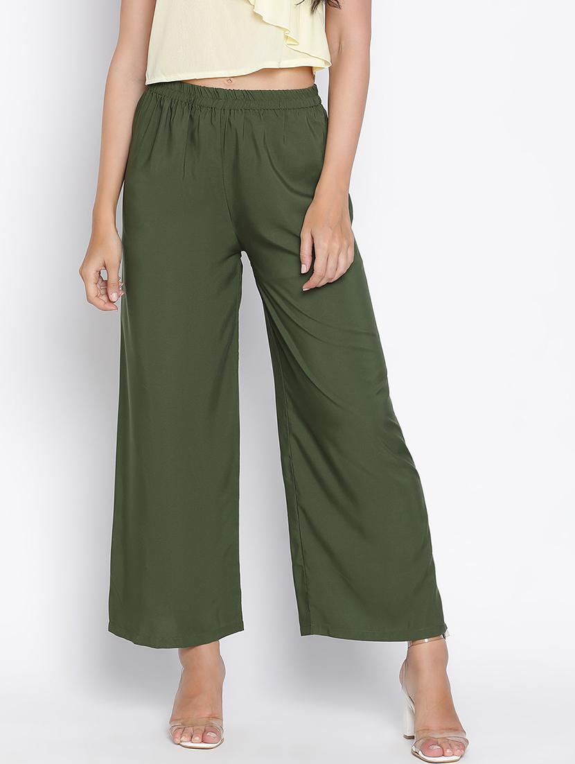 women green polyester wide leg trouser - 21399553 - Zoom Image - 0