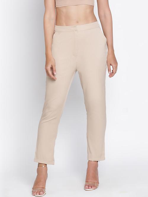women beige polyester tailored trouser - 21399560 - Standard Image - 0