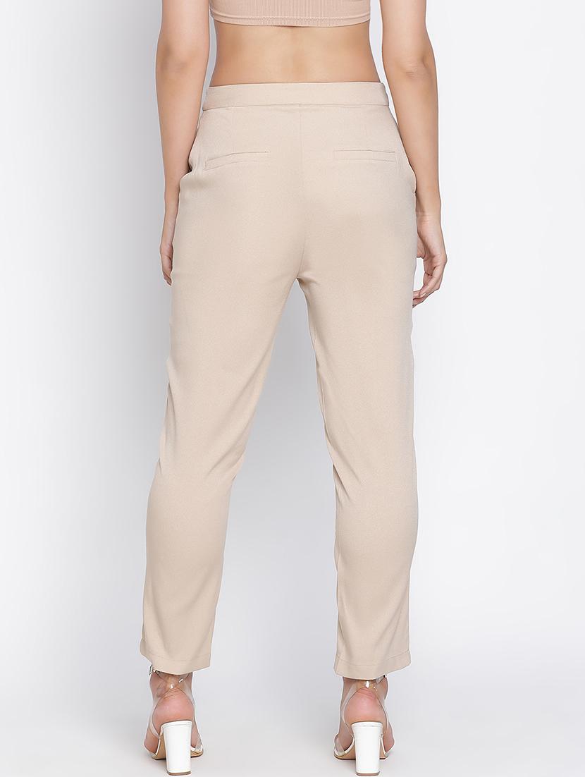 women beige polyester tailored trouser - 21399560 - Standard Image - 3