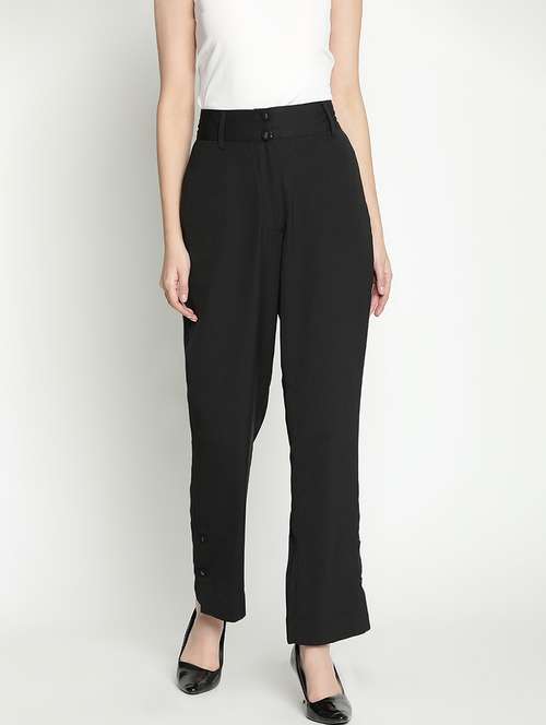 women mid-rise solid tailored pants - 21399562 -  Standard Image - 0