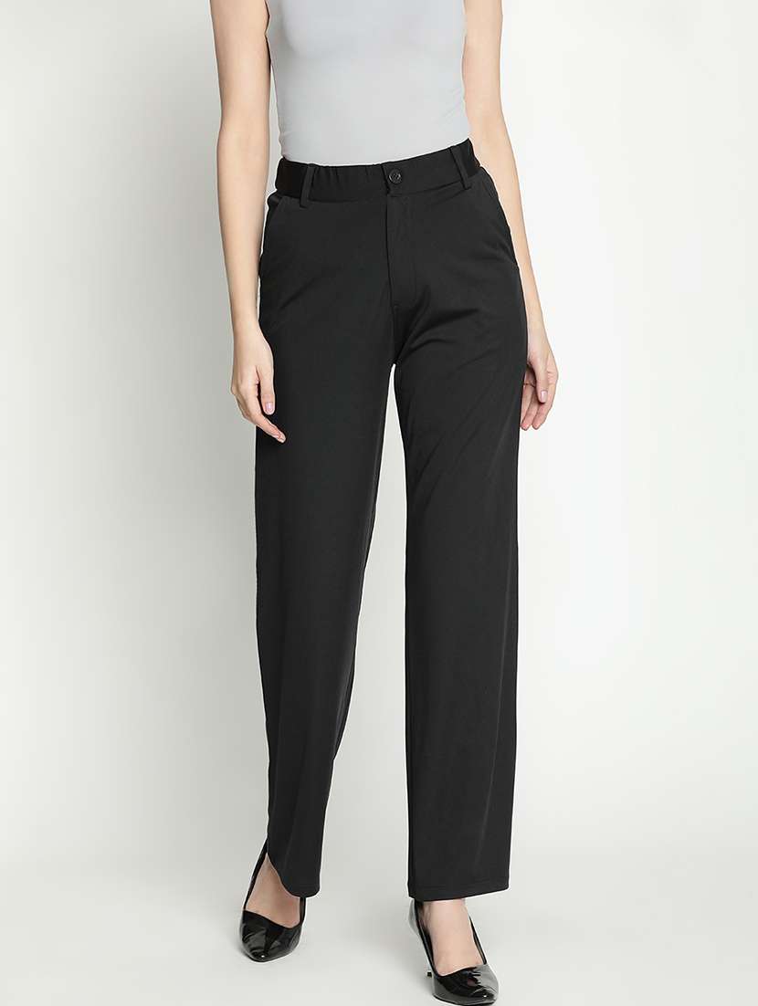 women black polyester bootcut trouser - 21399563 - Zoom Image - 0
