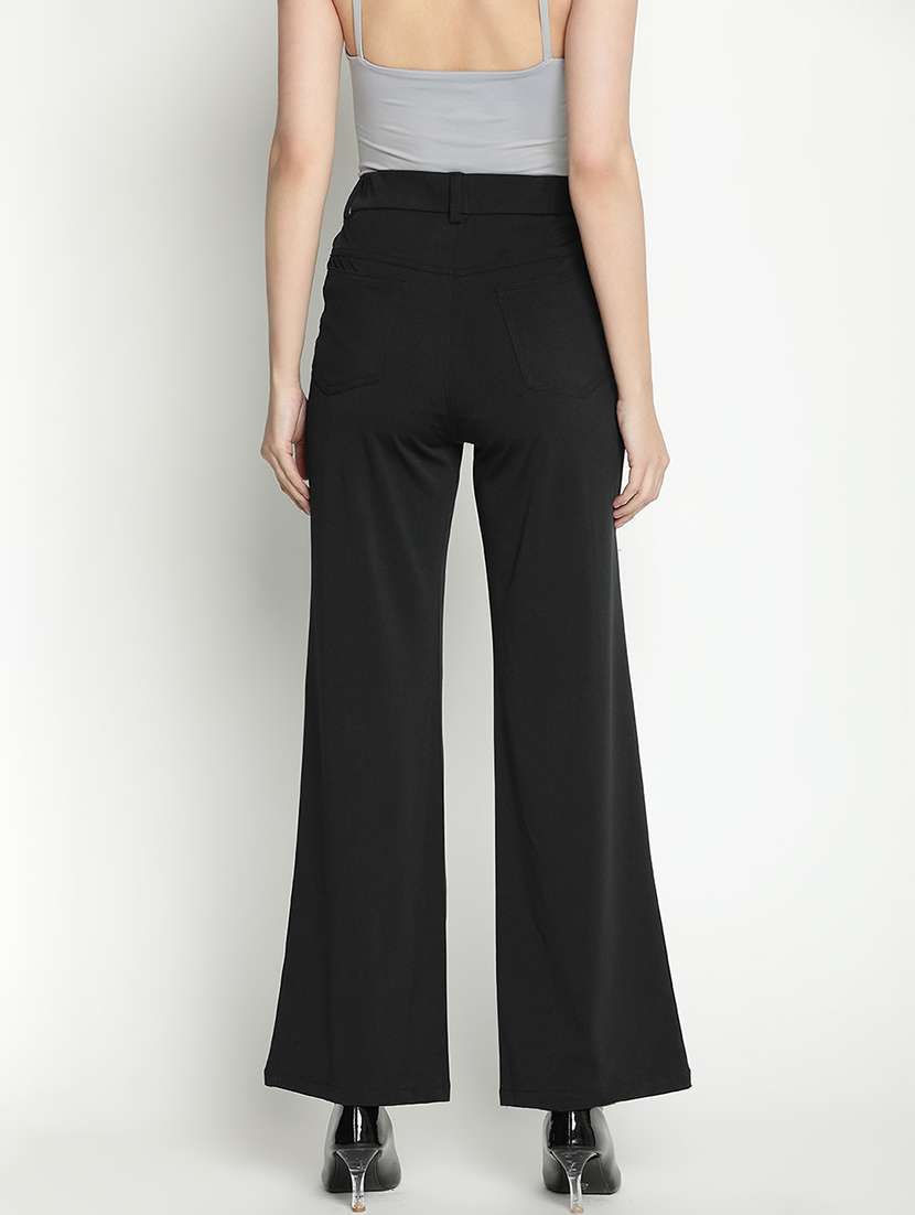women black polyester bootcut trouser - 21399563 - Standard Image - 3