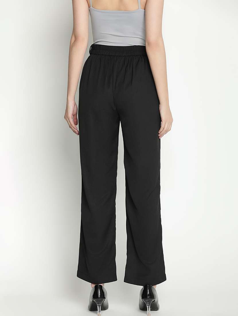 women black polyester wide leg trouser - 21399564 -  Standard Image - 3