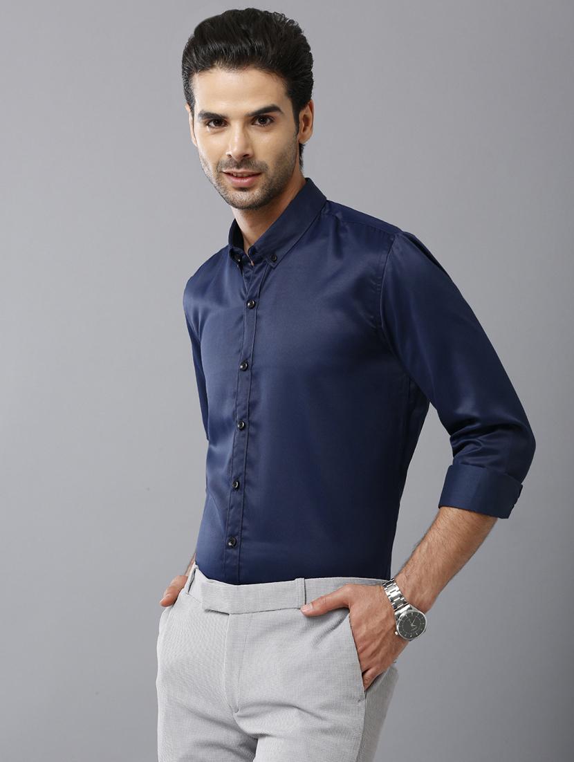 men navy blue polyester regular shirt - 21399582 -  Zoom Image - 0