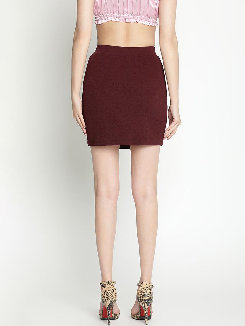 women brown polyester bodycon skirt - 21399588 - Standard Image - 3
