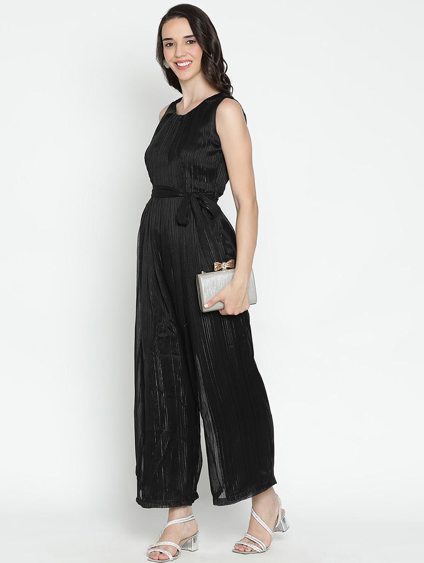 women black polyester full leg jumpsuit - 21399592 - Standard Image - 3