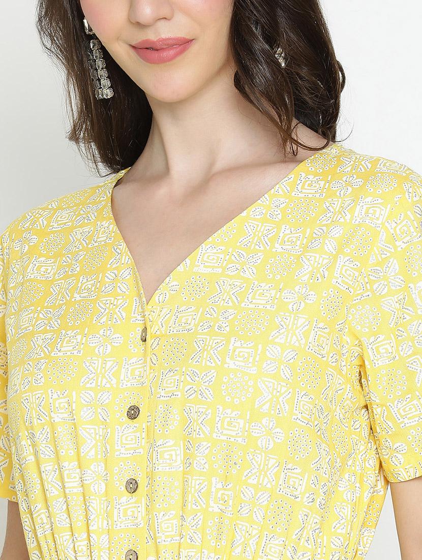 yellow printed full leg jumpsuit - 21399593 - Standard Image - 5