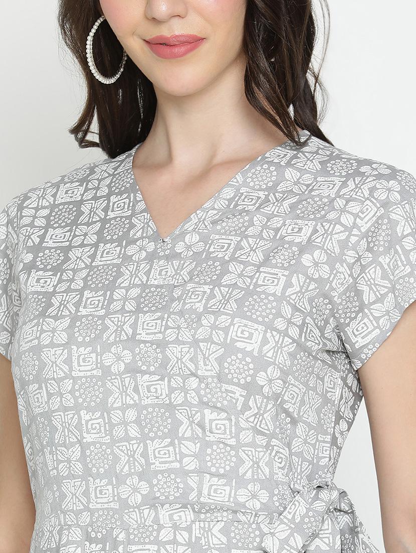 grey printed full leg jumpsuit - 21399595 - Standard Image - 5