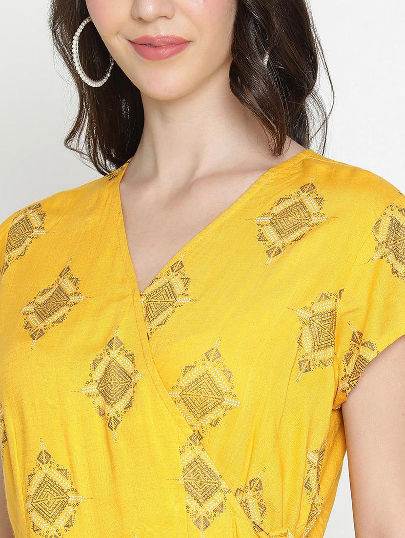 women yellow polyester full leg jumpsuit - 21399596 - Standard Image - 5