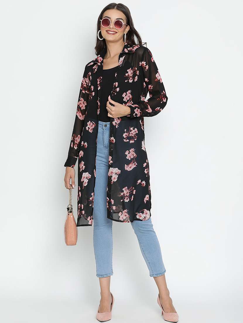black floral printed regular shrug - 21399601 -  Standard Image - 3