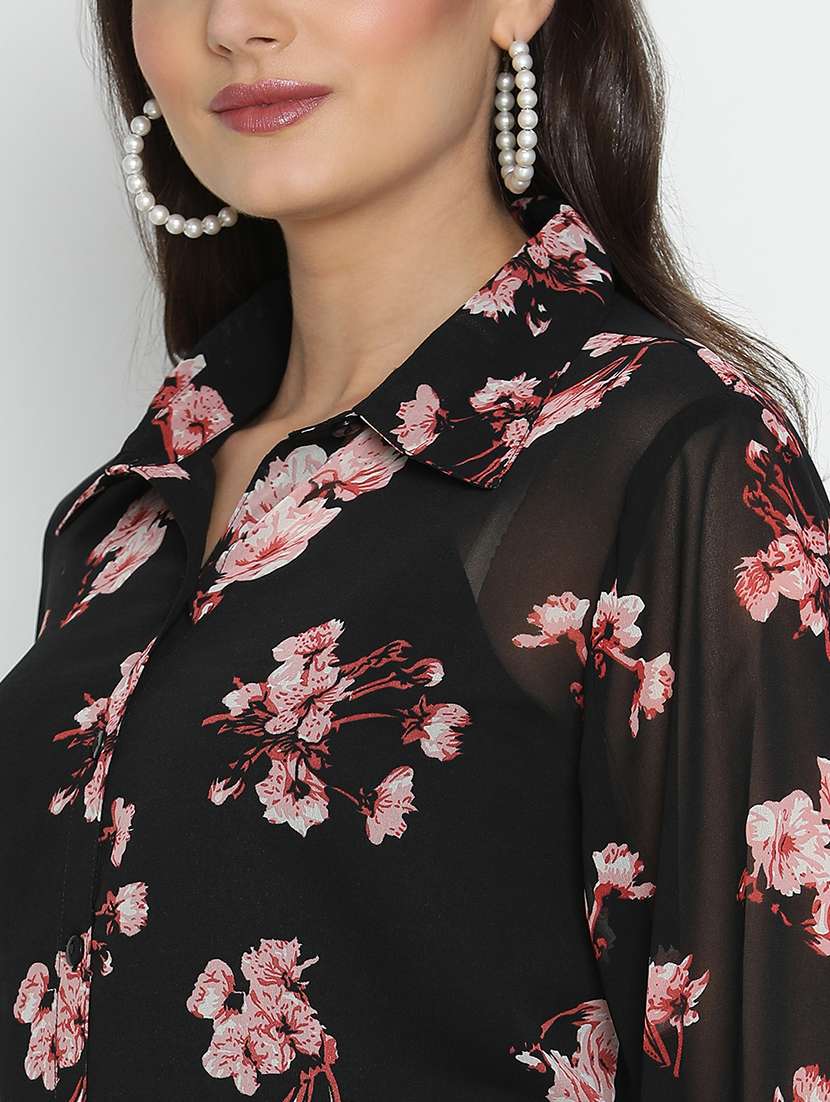 black floral printed regular shrug - 21399601 -  Standard Image - 5