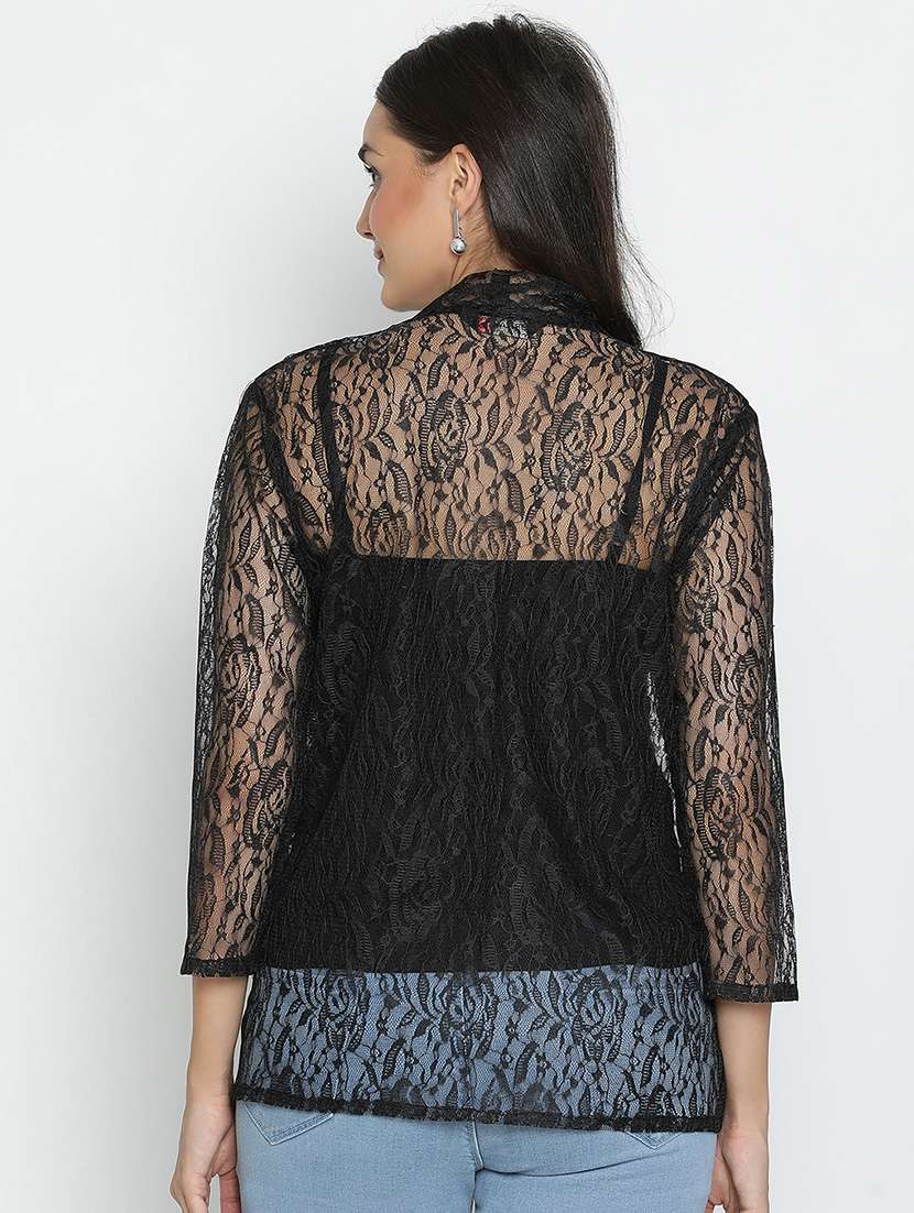 women black polyester regular shrug - 21399603 -  Standard Image - 3