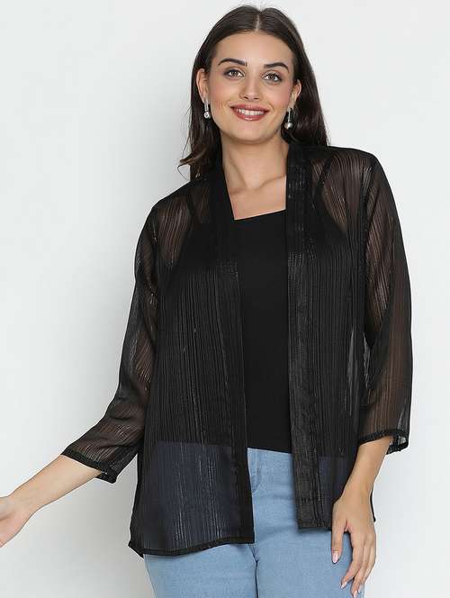 women black polyester regular shrug - 21399604 -  Standard Image - 0