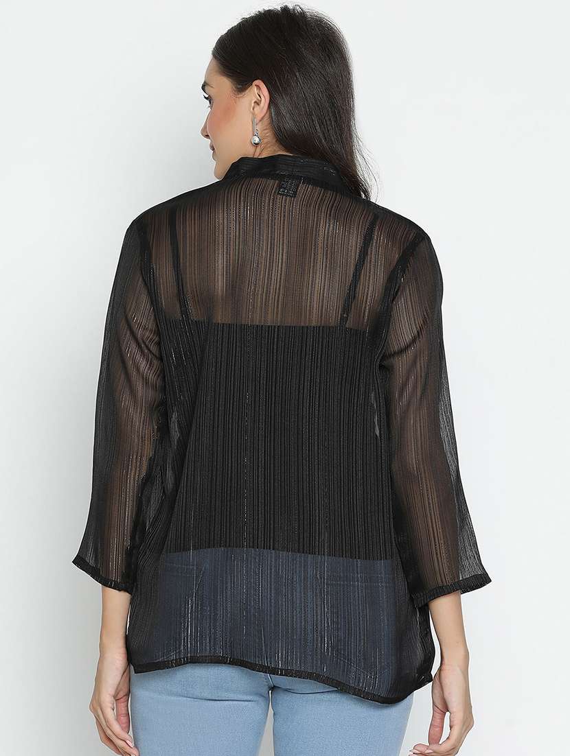 women black polyester regular shrug - 21399604 -  Standard Image - 3