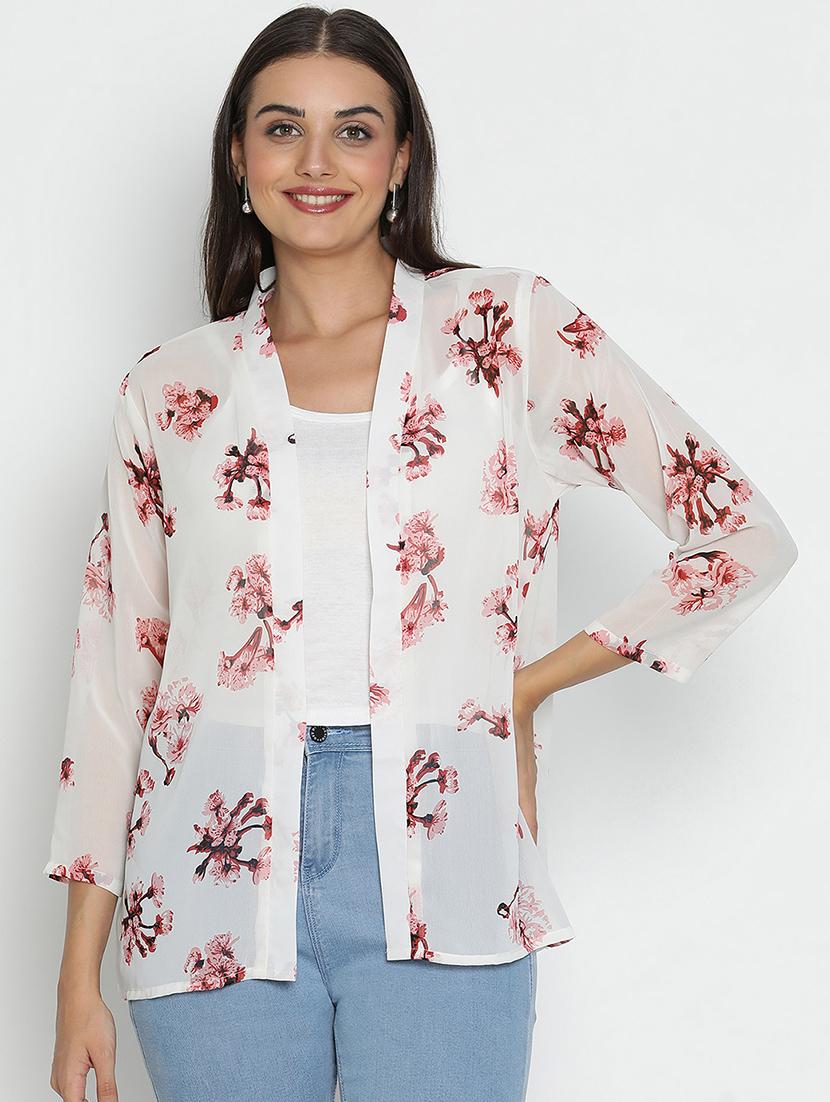 women white polyester regular shrug - 21399605 -  Zoom Image - 0