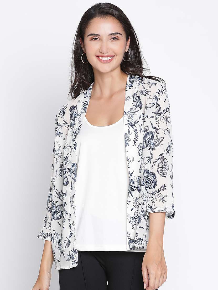 white printed regular shrug - 21399607 -  Zoom Image - 0