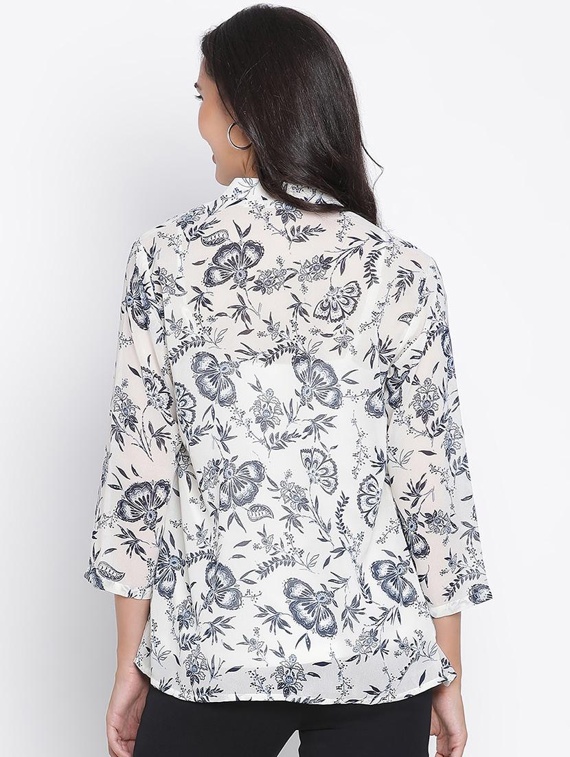 white printed regular shrug - 21399607 - Standard Image - 3
