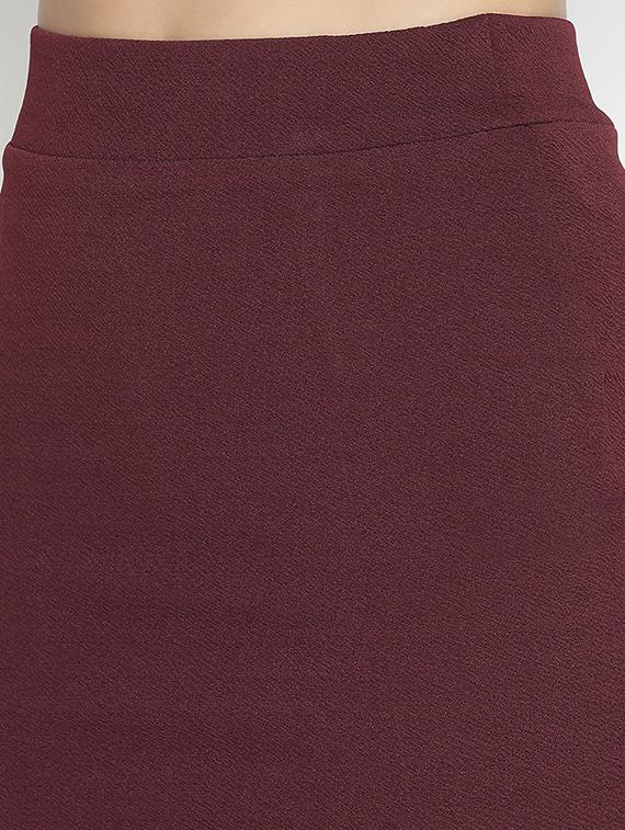 maroon solid pencil skirt - 21399614 - Standard Image - 5