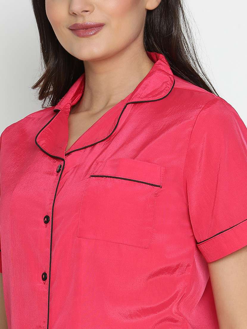 women pink polyester top and shorts set - 21399620 - Standard Image - 5