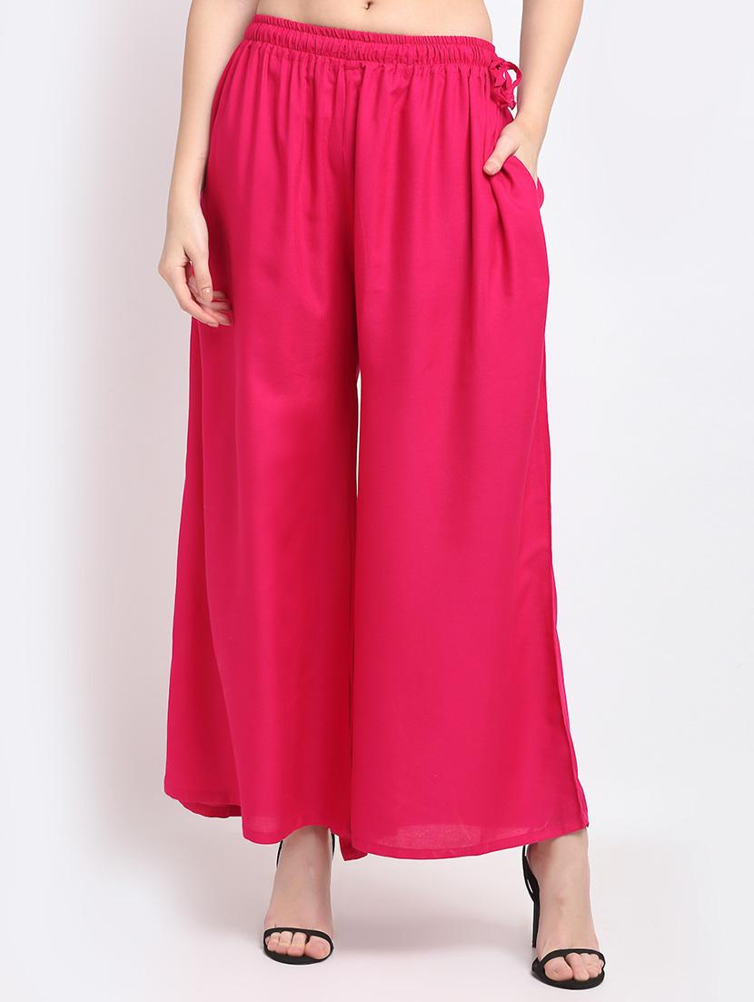 women pink rayon pocket palazzo - 21399629 - Zoom Image - 0