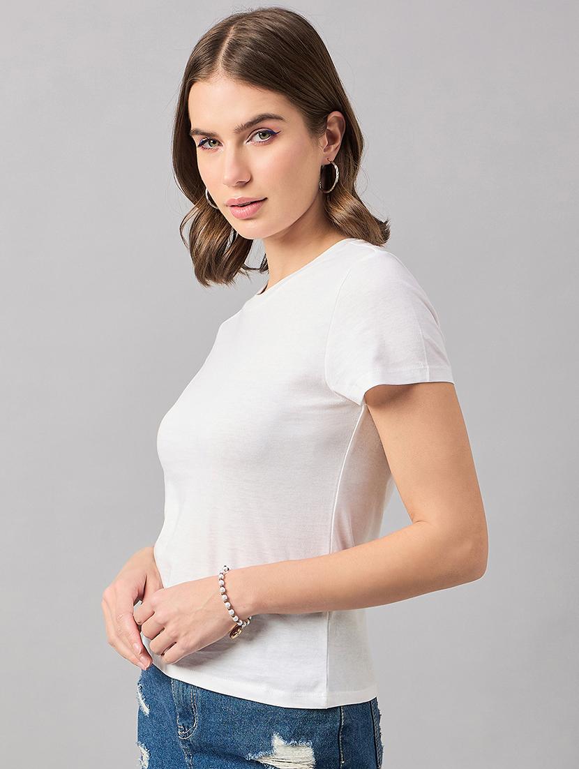 women white cotton regular top