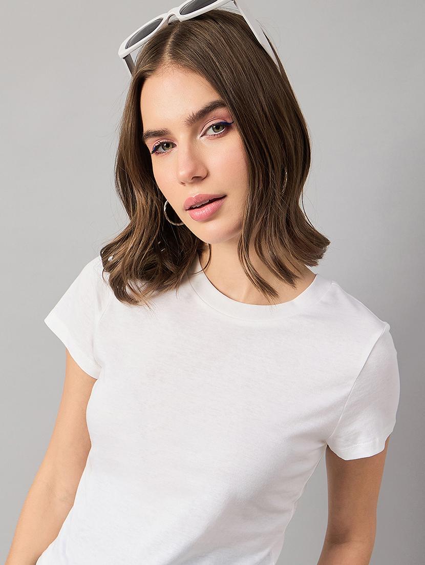 women white cotton regular top - 21399763 - Standard Image - 3